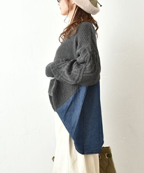 HUMS｜デニムコンビAラインニット [[RNK-25103]][C]