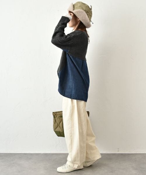 HUMS｜デニムコンビAラインニット [[RNK-25103]][C]