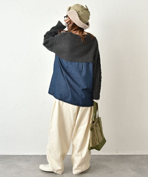 HUMS｜デニムコンビAラインニット [[RNK-25103]][C]