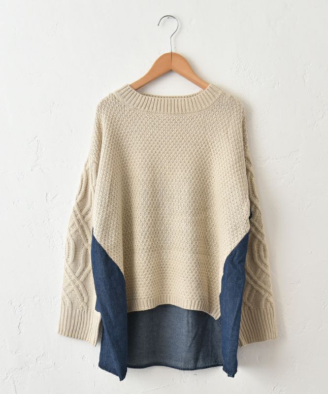 HUMS｜デニムコンビAラインニット [[RNK-25103]][C]