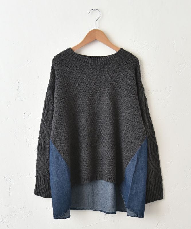 HUMS｜デニムコンビAラインニット [[RNK-25103]][C]