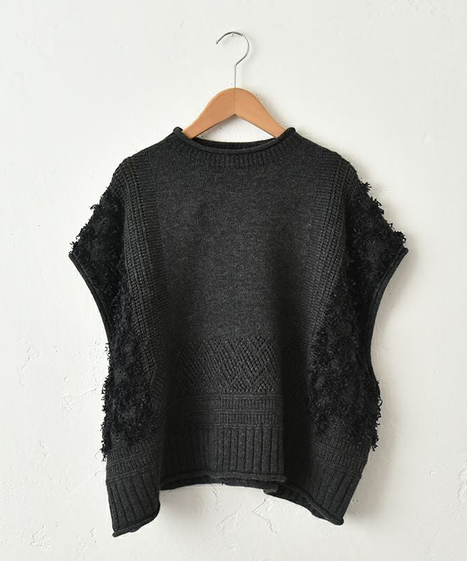 tumugu｜ウールアンゴラ×フリンジベスト [[TK25305]][C]