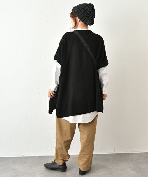 hagumu｜脇スリットポンチョベスト [[125698]][C]