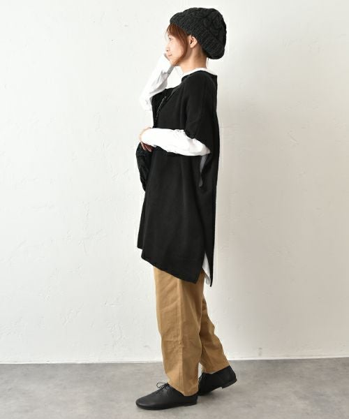 hagumu｜脇スリットポンチョベスト [[125698]][C]