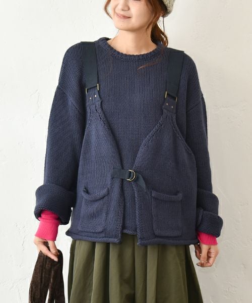 Gives a sense of fullment｜ミリタリーニットベスト＋プルオーバー [[853329]][C]