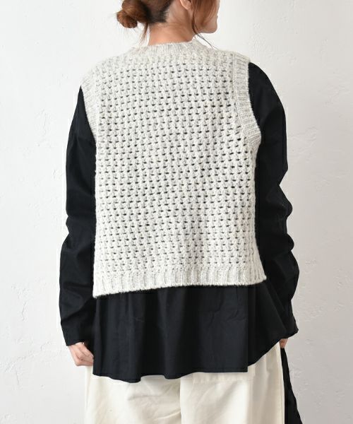 prit｜ワッフル編みクルーネックベスト [[P906103]][C]