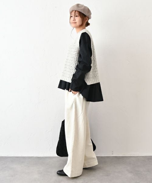 prit｜ワッフル編みクルーネックベスト [[P906103]][C]