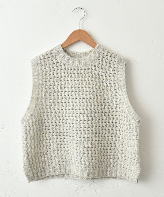 prit｜ワッフル編みクルーネックベスト [[P906103]][C]