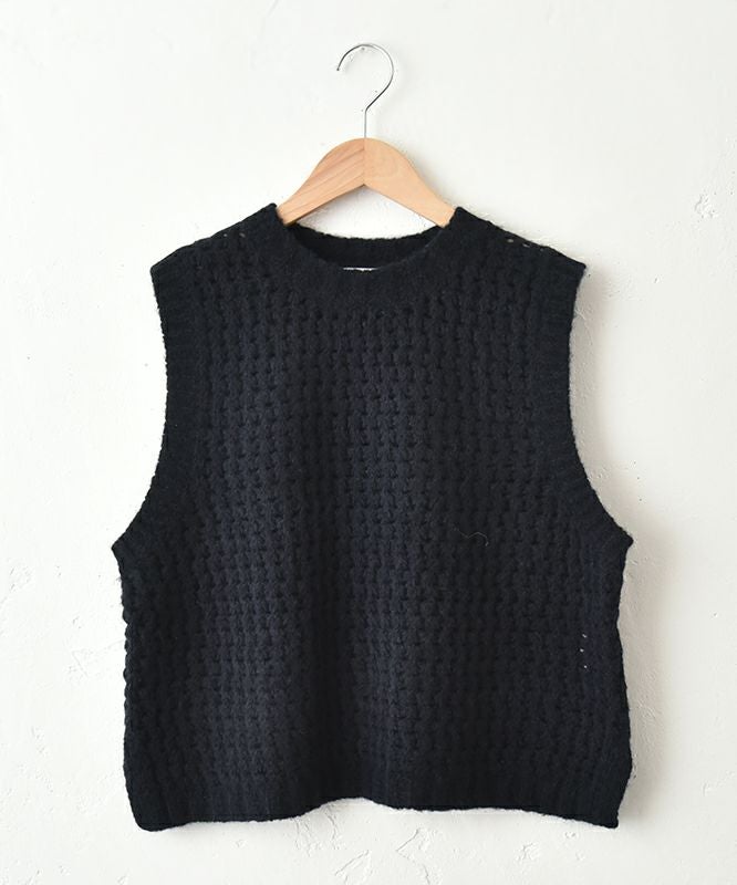 prit｜ワッフル編みクルーネックベスト [[P906103]][C]
