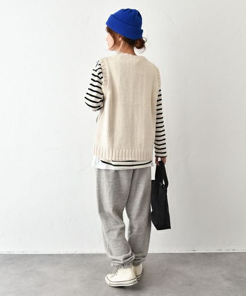 Our.｜ざっくりニット切り替えベスト [[Ou-BE-02]][C]