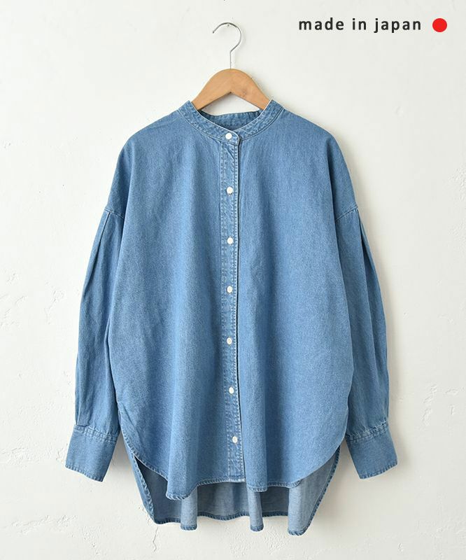 MidiUmi｜tuck sleeve denim shit [[3-739959]][C]