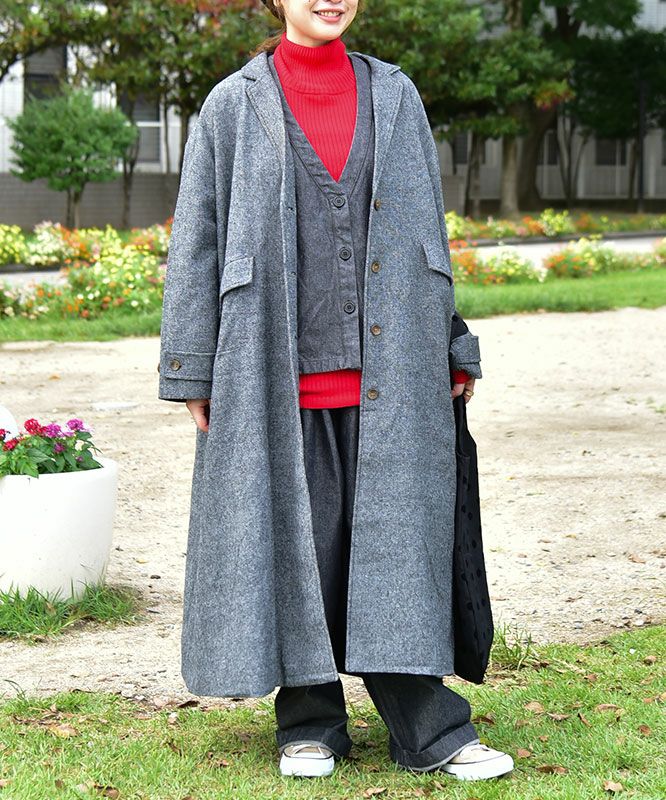 hagumu｜ウールツイードロングコート [[08090]][C]