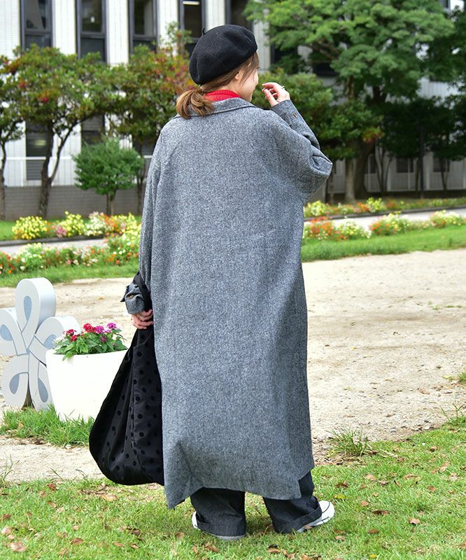 hagumu｜ウールツイードロングコート [[08090]][C]