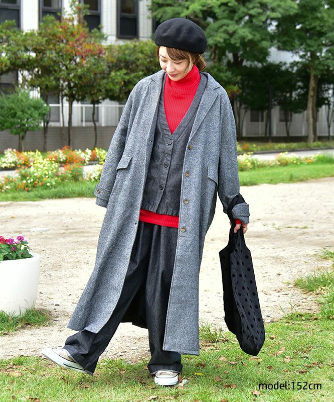 hagumu｜ウールツイードロングコート [[08090]][C]