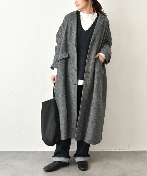 hagumu｜ウールツイードロングコート [[08090]][C]