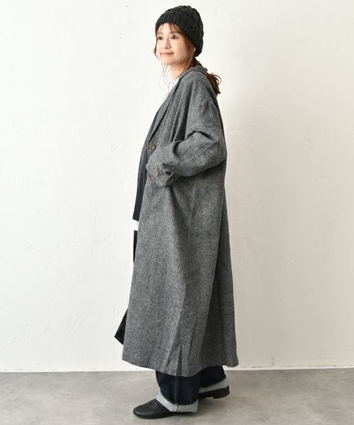 hagumu｜ウールツイードロングコート [[08090]][C]