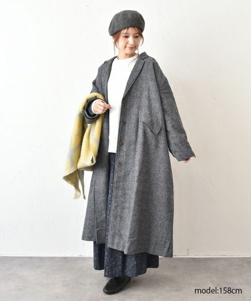 hagumu｜ウールツイードロングコート [[08090]][C]