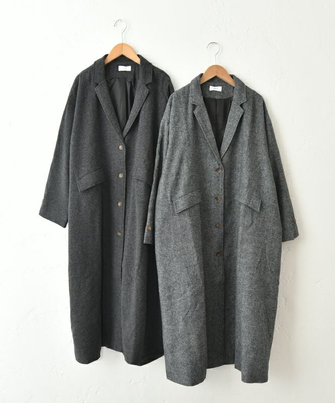 hagumu｜ウールツイードロングコート [[08090]][C]