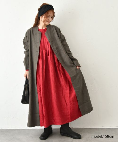 08Mab｜9番手リネン3つボタンコート [[CF-1023HF845]][C]