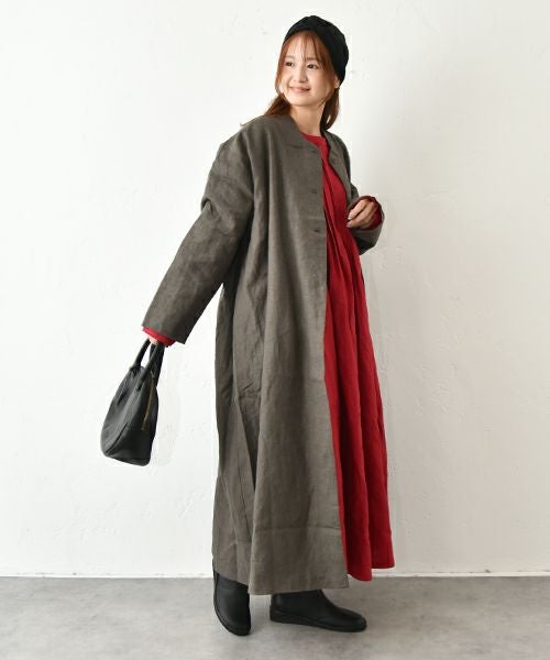 08Mab｜9番手リネン3つボタンコート [[CF-1023HF845]][C]
