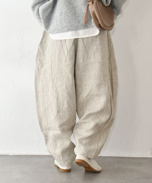08Mab｜9番手リネン切替パンツ [[CF-825HF1256]][C]