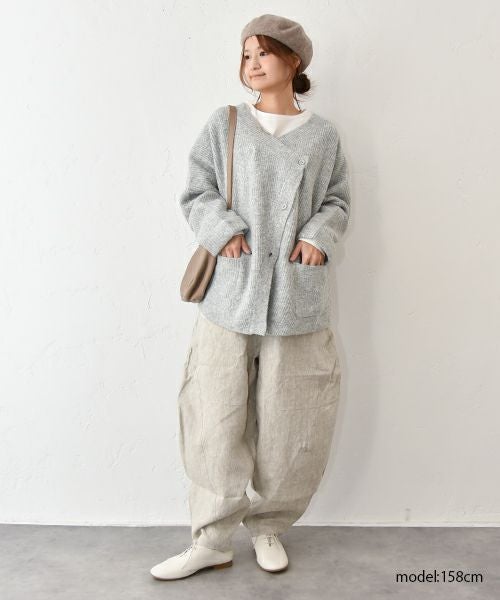 08Mab｜9番手リネン切替パンツ [[CF-825HF1256]][C]