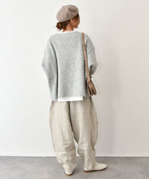 08Mab｜9番手リネン切替パンツ [[CF-825HF1256]][C]