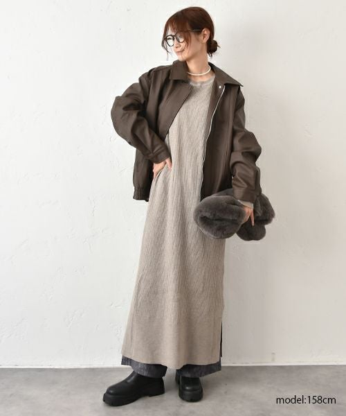 HUMS｜リブニットワンピース [[MT-0465]][C]