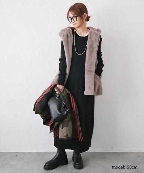 HUMS｜リブニットワンピース [[MT-0465]][C]