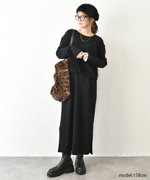 HUMS｜リブニットワンピース [[MT-0465]][C]