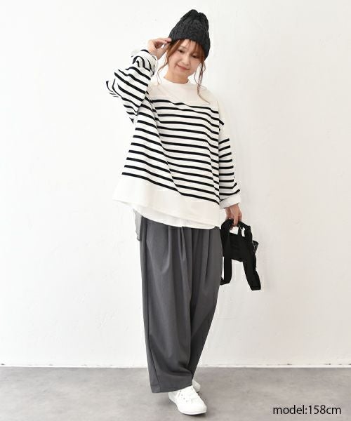 her.｜パネルボーダー長袖カットソー [[853410]][C]