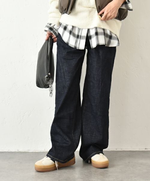 INDIMARK｜センタープレスワイドデニムパンツ [[WJ208]][C]