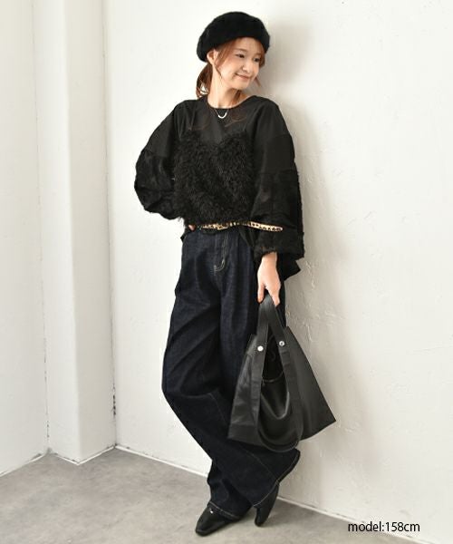 INDIMARK｜センタープレスワイドデニムパンツ [[WJ208]][C]