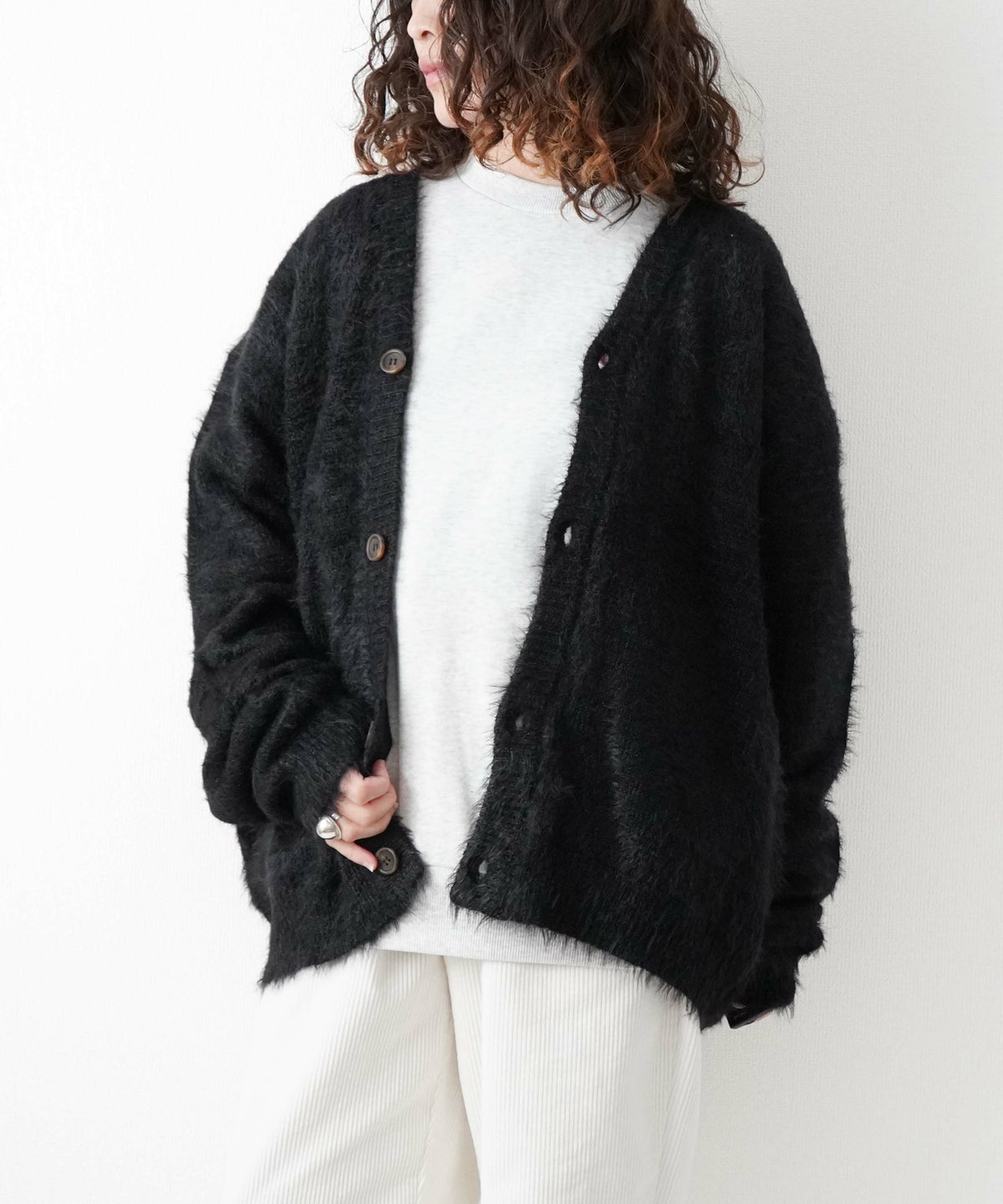 day standard｜シャギーニット　Vネックカーディガン [[251910]][D]