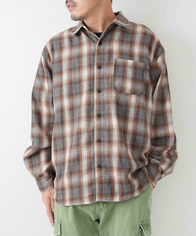 day standard｜ネルチェック　レギュラーカラーシャツ [[251920]][D]