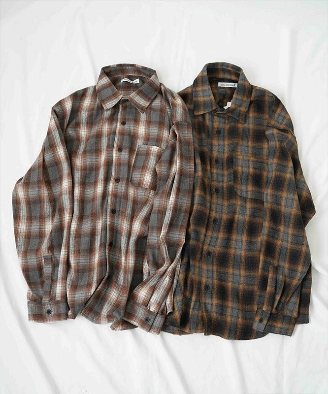 day standard｜ネルチェック　レギュラーカラーシャツ [[251920]][D]