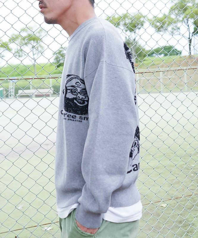 ジムマスター｜ジャガードニット　carefree smile クルーネック [[G621792]][D]