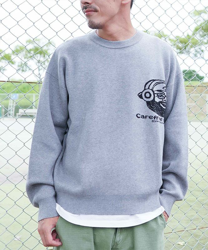 ジムマスター｜ジャガードニット　carefree smile クルーネック [[G621792]][D]
