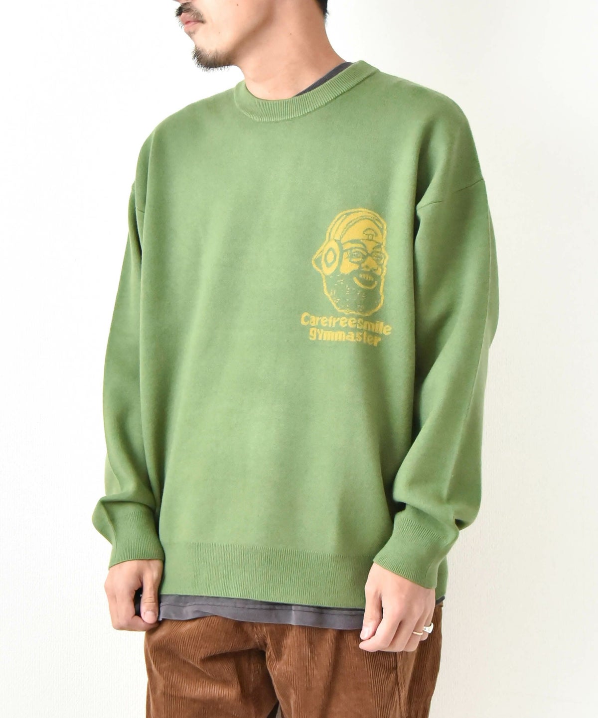 ジムマスター｜ジャガードニット　carefree smile クルーネック [[G621792]][D]