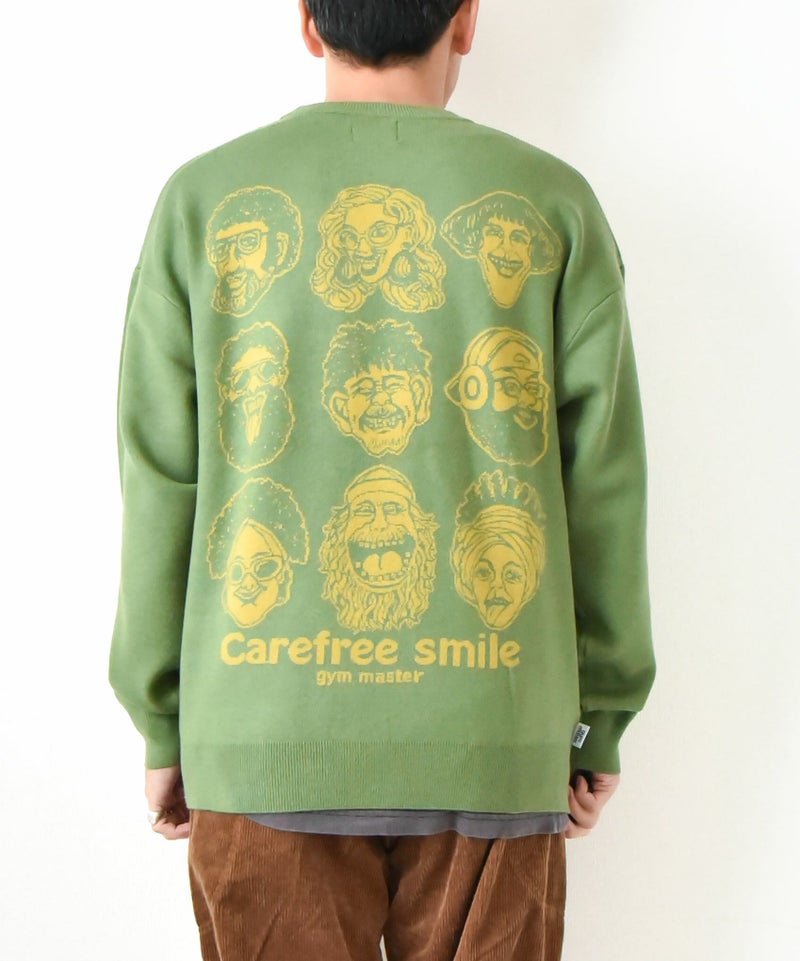 ジムマスター｜ジャガードニット　carefree smile クルーネック [[G621792]][D]