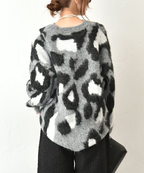 HUMS｜レオパード柄ニット [[RNK-25112]][C]