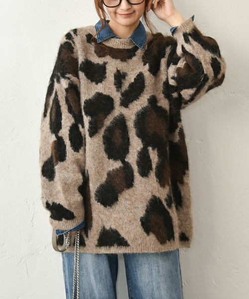 HUMS｜レオパード柄ニット [[RNK-25112]][C]