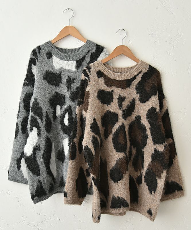 HUMS｜レオパード柄ニット [[RNK-25112]][C]