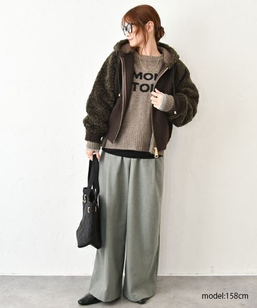 HUMS｜ボア×ニット切替ブルゾン [[RNK-25111]][C]