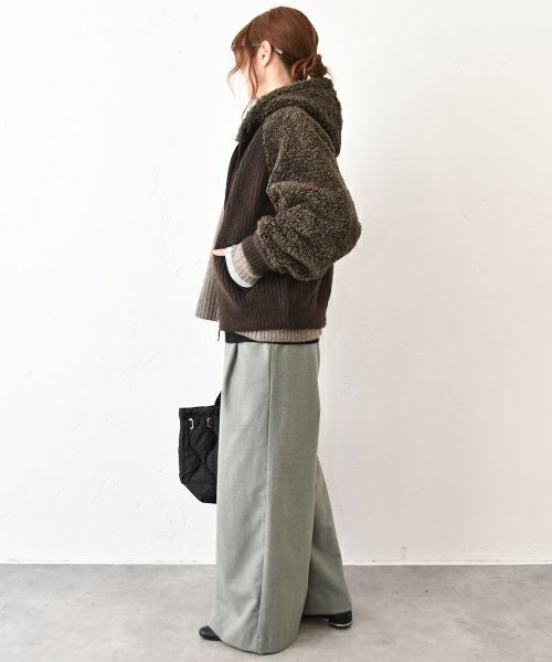 HUMS｜ボア×ニット切替ブルゾン [[RNK-25111]][C]