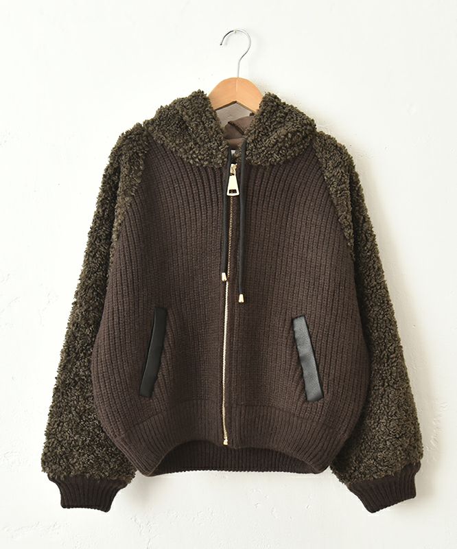  HUMS｜ボア×ニット切替ブルゾン [[RNK-25111]][C]