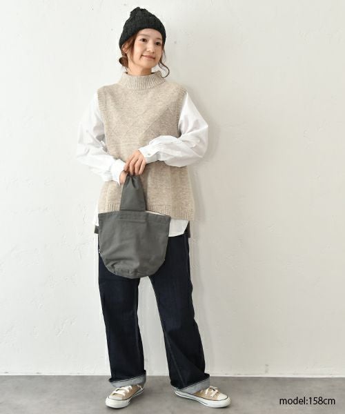 hagumu｜モックネックアラン柄ベスト [[125700]][C]