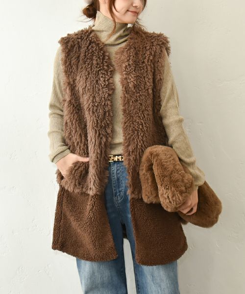 HUMS｜ファー切替ベスト [[RNK-25115]][C]