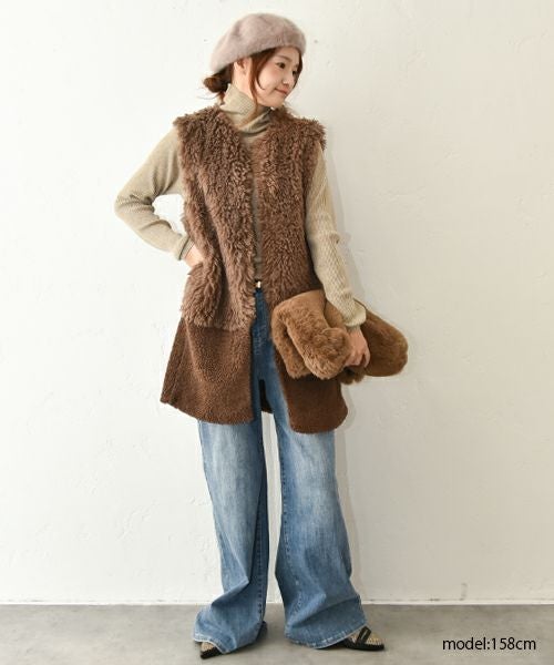 HUMS｜ファー切替ベスト [[RNK-25115]][C]