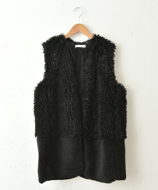 HUMS｜ファー切替ベスト [[RNK-25115]][C]